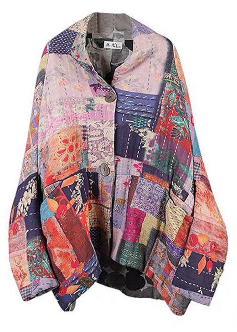 Boho Retro Tryckknappsfickor Casual Winter Cotton Parka - Dunjackor för kvinnor