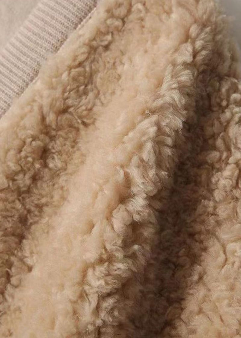 Boutique Camel V-halsfickor Patchwork Ulljacka Vinter - Ullrockar för kvinnor