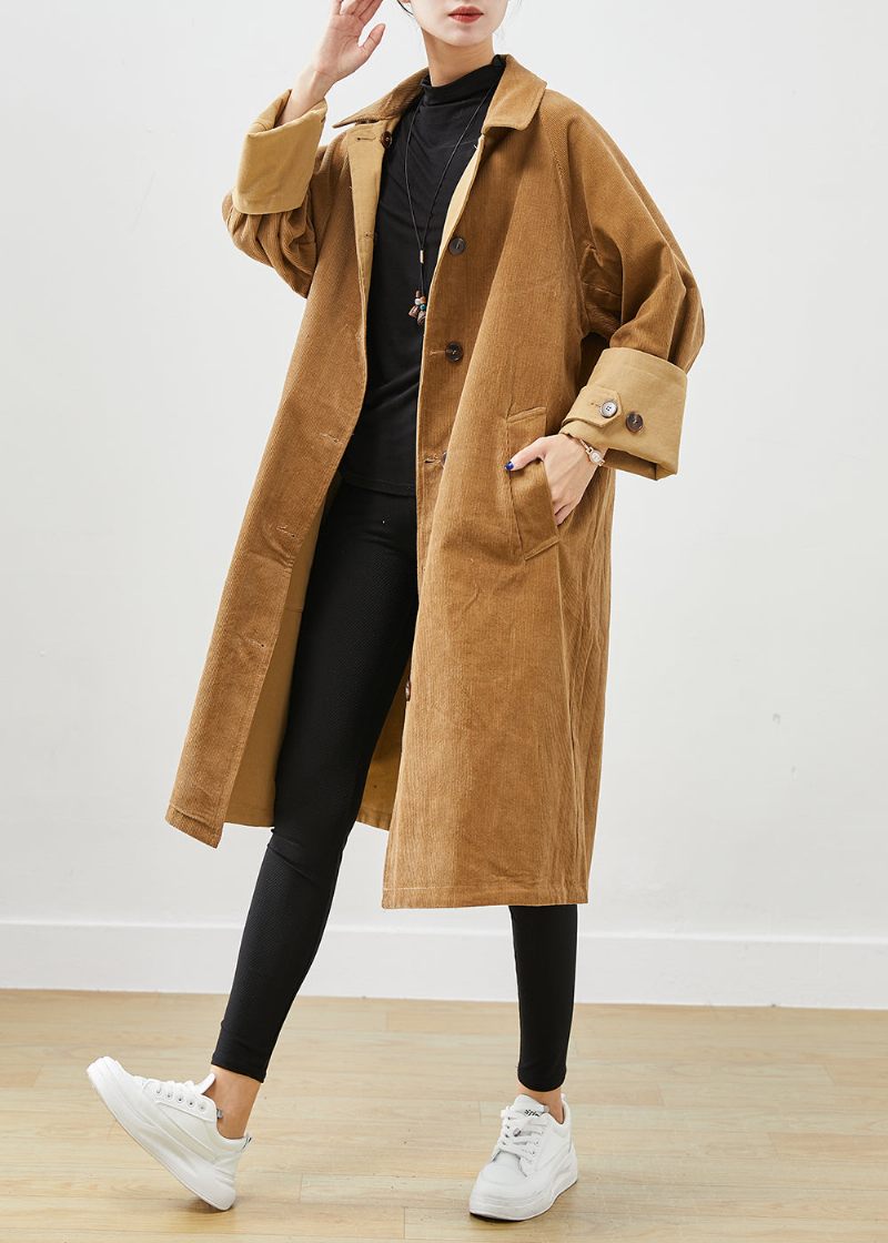 Boutique Coffee Oversized Slitage På Båda Sidor Manchester Trench Coat Fall - Trenchcoats för kvinnor