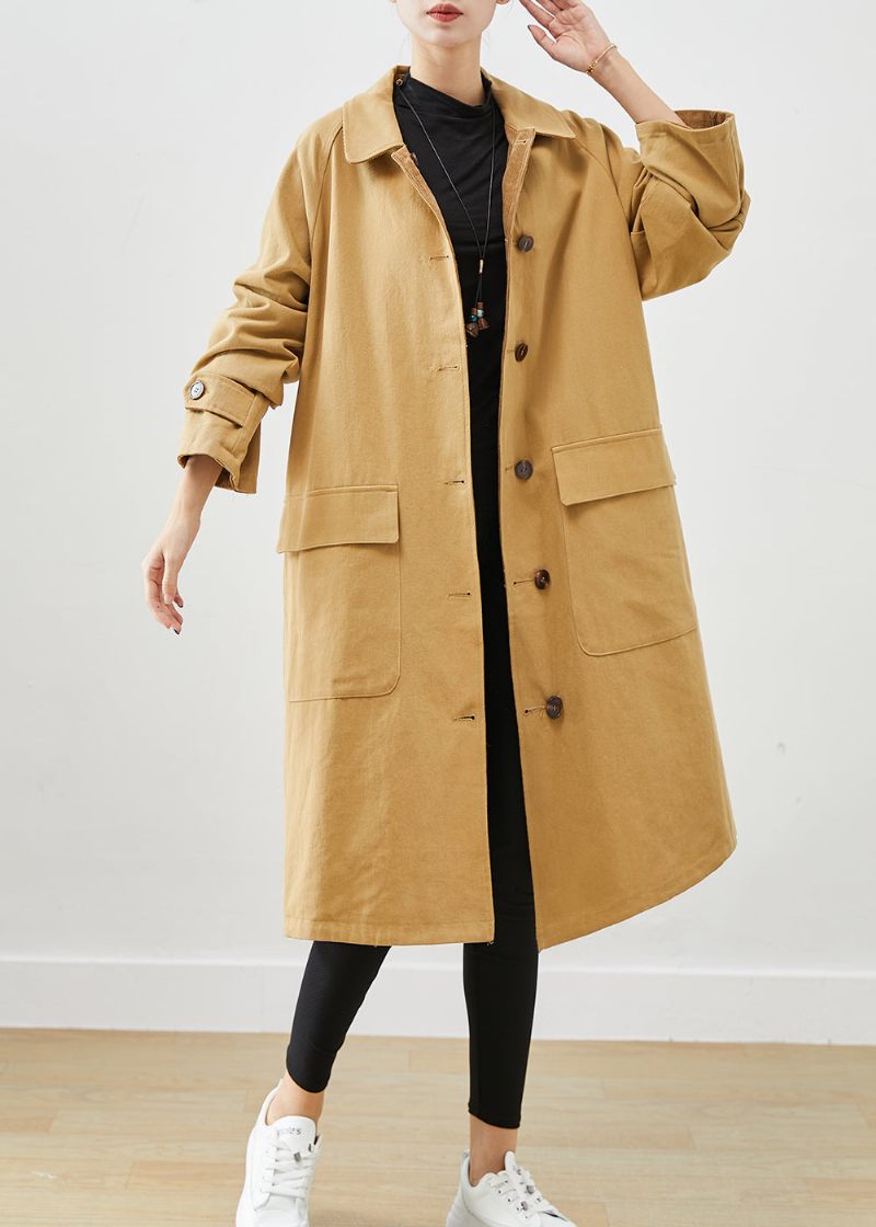 Boutique Coffee Oversized Slitage På Båda Sidor Manchester Trench Coat Fall - Trenchcoats för kvinnor