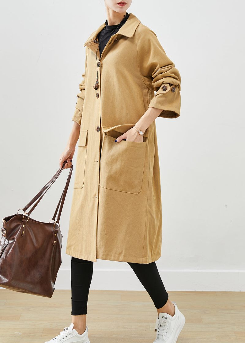 Boutique Coffee Oversized Slitage På Båda Sidor Manchester Trench Coat Fall - Trenchcoats för kvinnor