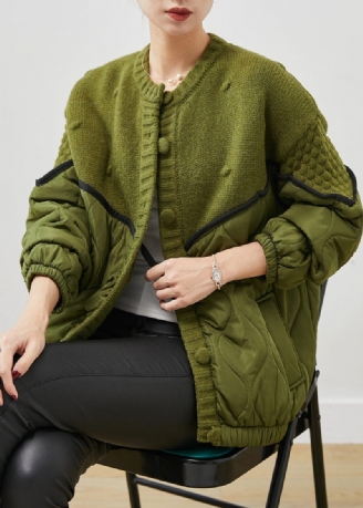 Boutique Green Oversized Patchwork Knit Cardigans Spring