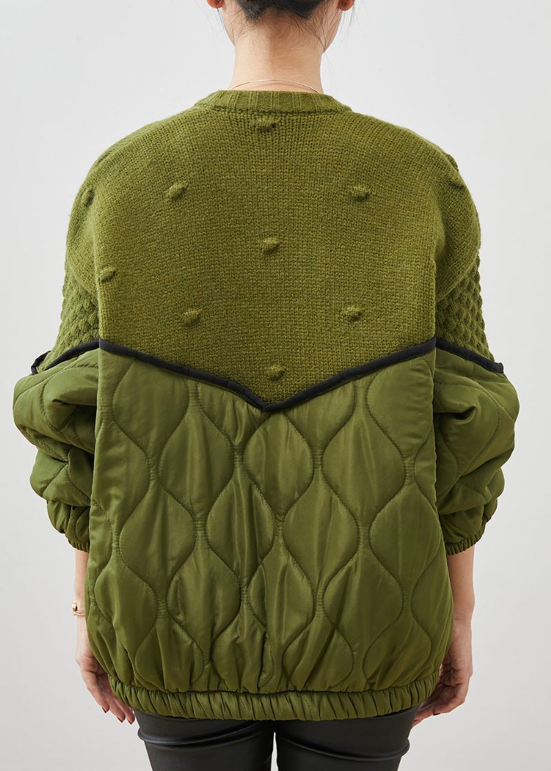 Boutique Green Oversized Patchwork Knit Cardigans Spring - Koftor för kvinnor