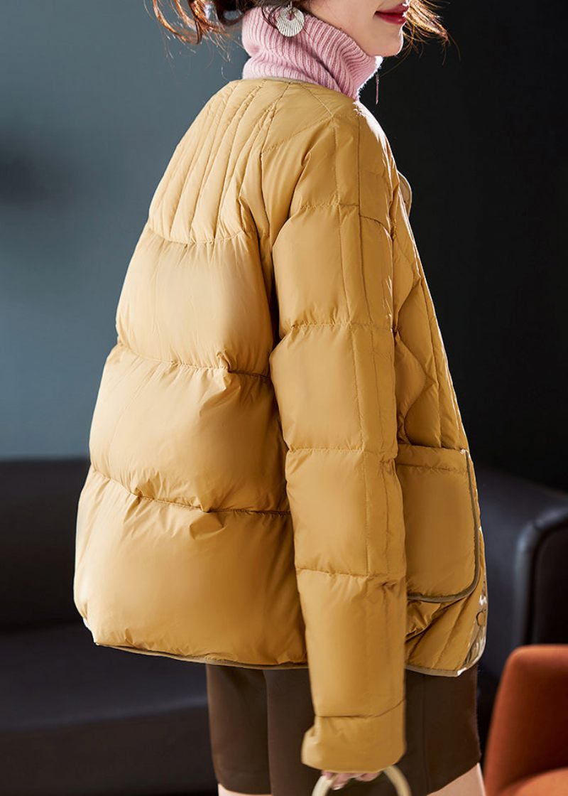 Boutique Gul O-hals Patchwork Gratis Halsduk Duck Down Puffer Jacka Vinter - Dunjackor för kvinnor