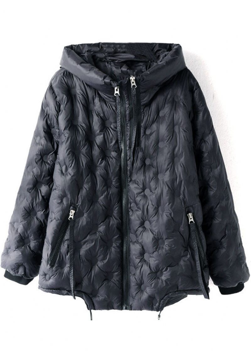 Boutique Khaki Hooded Dragsko Med Dragkedja Duck Down Puffer Jacka På Vintern - Kaki