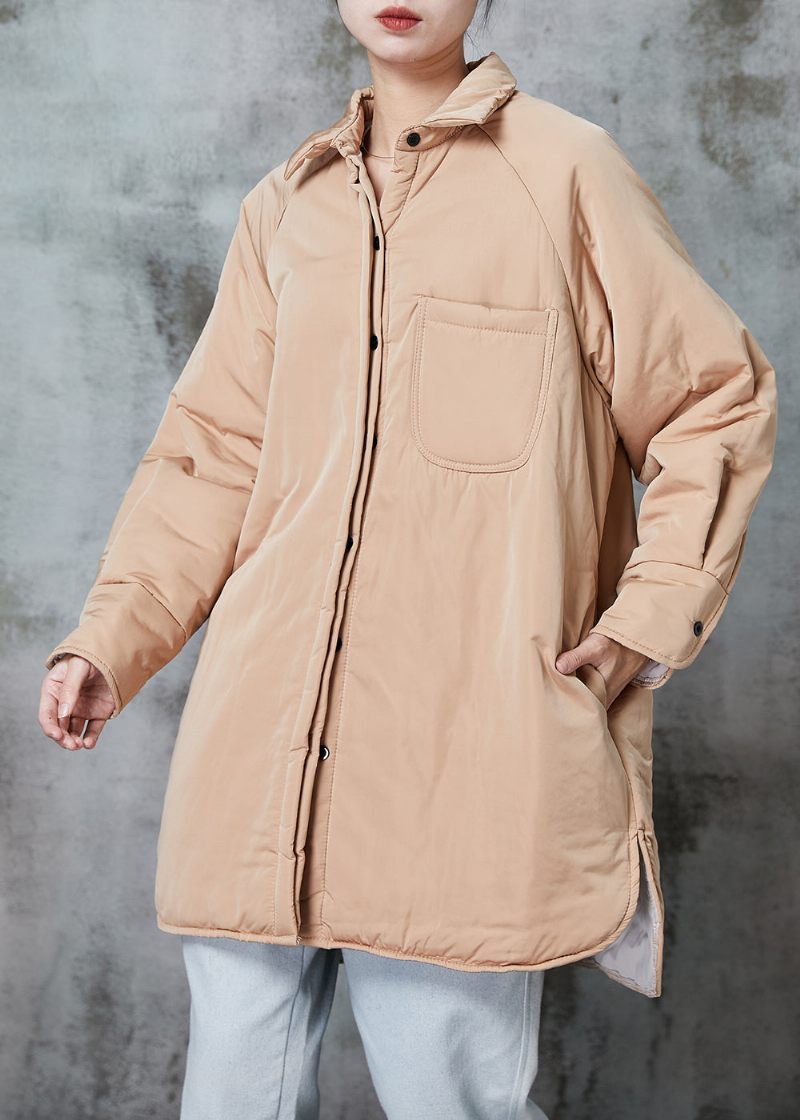 Boutique Khaki Oversized Fickor Fin Bomullsfylld Puffers Jackor Vinter - Dunjackor för kvinnor