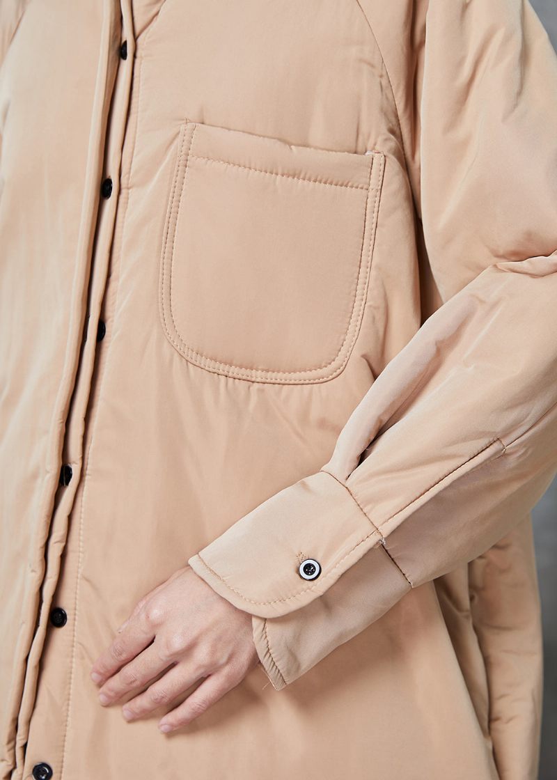 Boutique Khaki Oversized Fickor Fin Bomullsfylld Puffers Jackor Vinter - Dunjackor för kvinnor