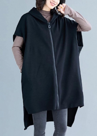 Boutique Plus Size Kläder Vinterjackor Höstjackor Svarta Hooded Cotton Coats