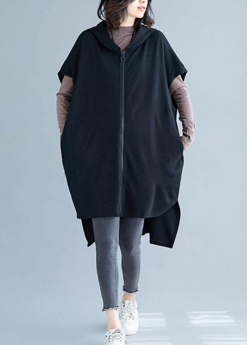 Boutique Plus Size Kläder Vinterjackor Höstjackor Svarta Hooded Cotton Coats - Vinterkappor för kvinnor