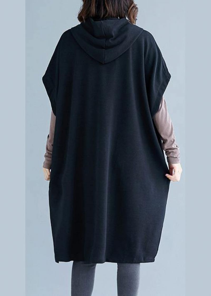 Boutique Plus Size Kläder Vinterjackor Höstjackor Svarta Hooded Cotton Coats - Vinterkappor för kvinnor