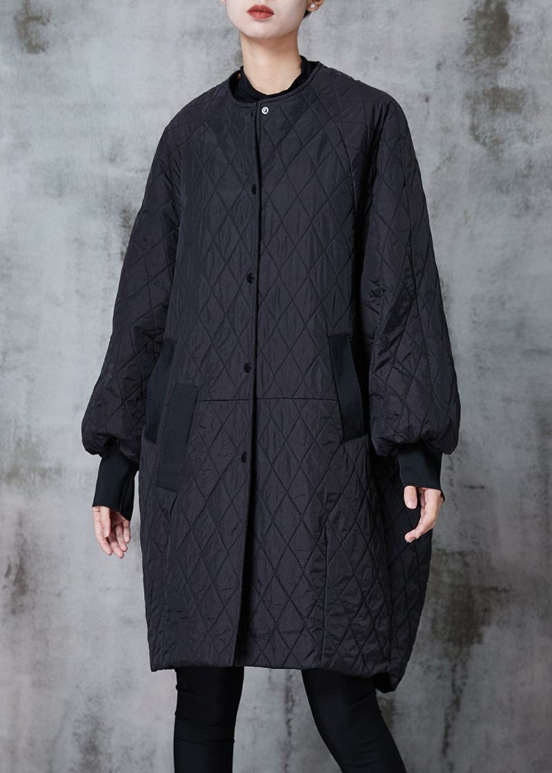 Boutique Svart Oversized Patchwork Fin Bomullsfylld Jacka På Vintern - Dunjackor för kvinnor