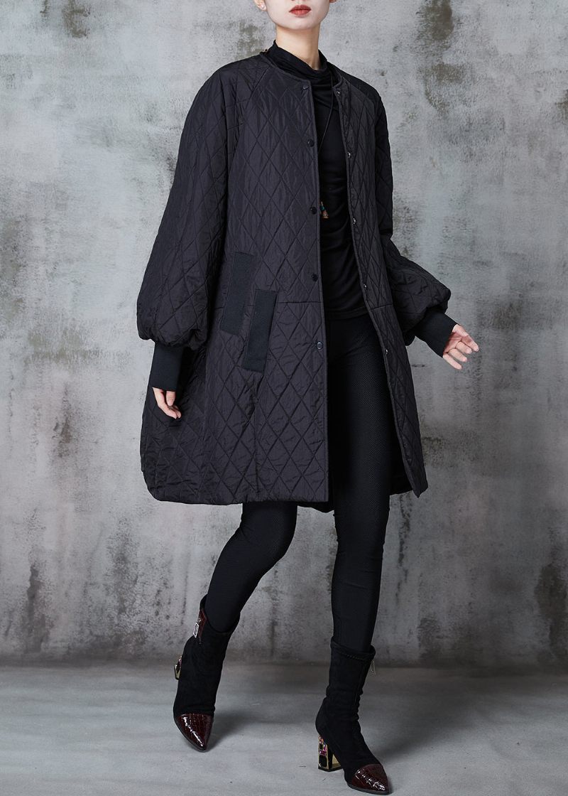 Boutique Svart Oversized Patchwork Fin Bomullsfylld Jacka På Vintern - Dunjackor för kvinnor