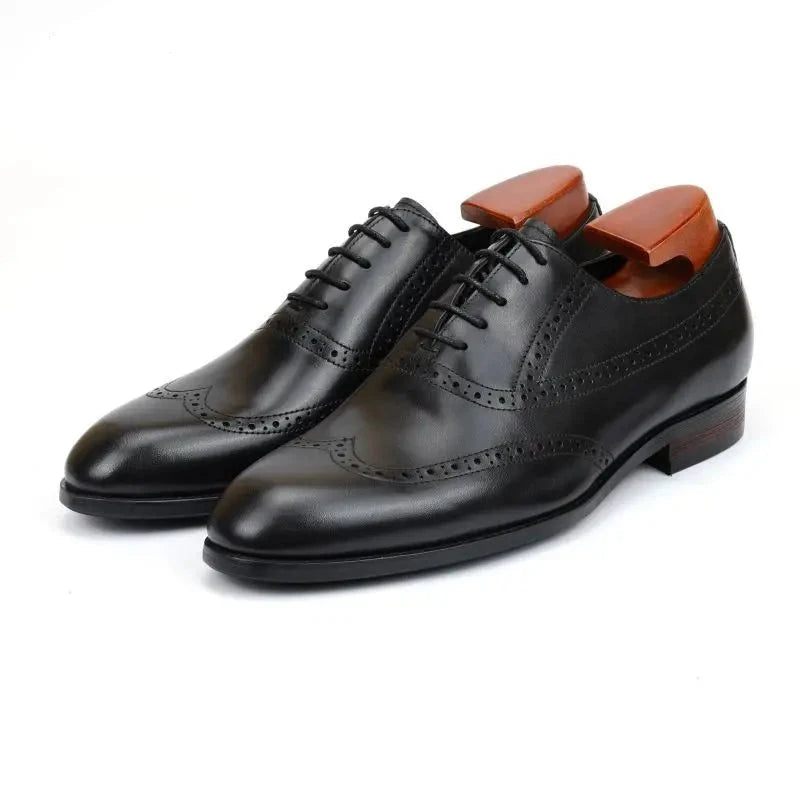 Brogue Oxford Män Klänning Skor Bröllop Best Man Sko Äkta Läder Handgjorda Designer Formella Män Original - Brun