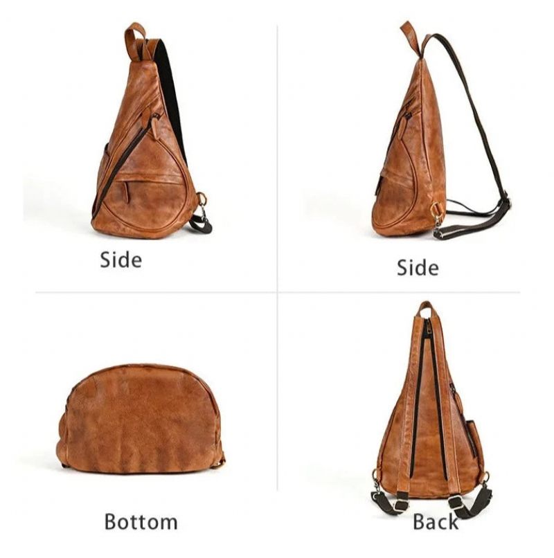 Bröstväska I Läder Retro Horse Crossbody Tote Axelväska Väska - Brun