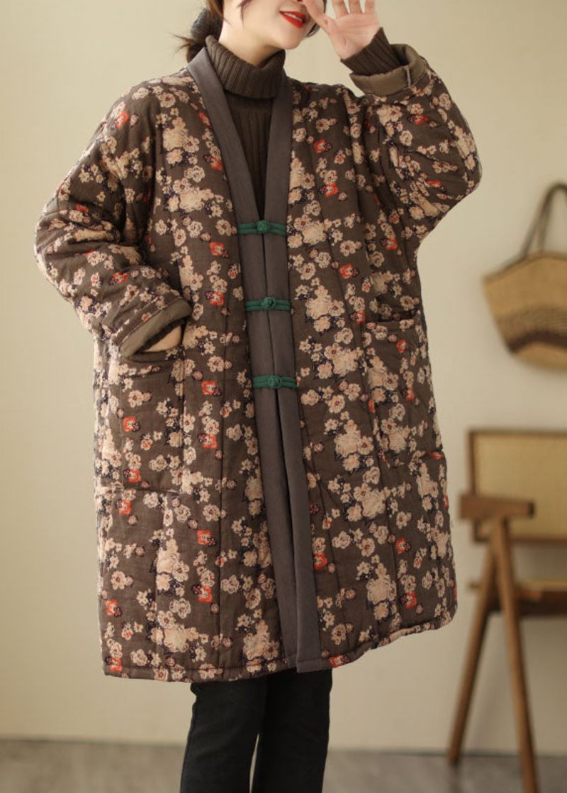 Bruna Fickor Patchwork Button Parka Långärmad - Brun