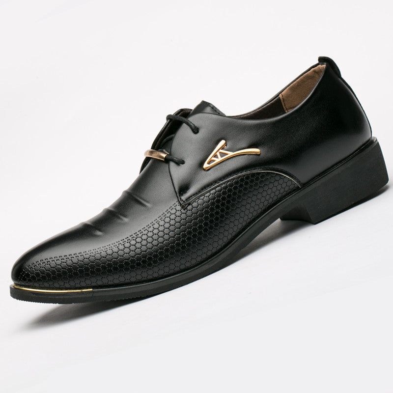 Business Dress Herr Skor Klassiskt Läder Kostymer Sko Slip On Shoe Oxfords - Svart