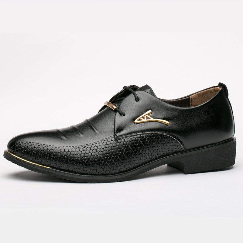 Business Dress Herr Skor Klassiskt Läder Kostymer Sko Slip On Shoe Oxfords - Svart