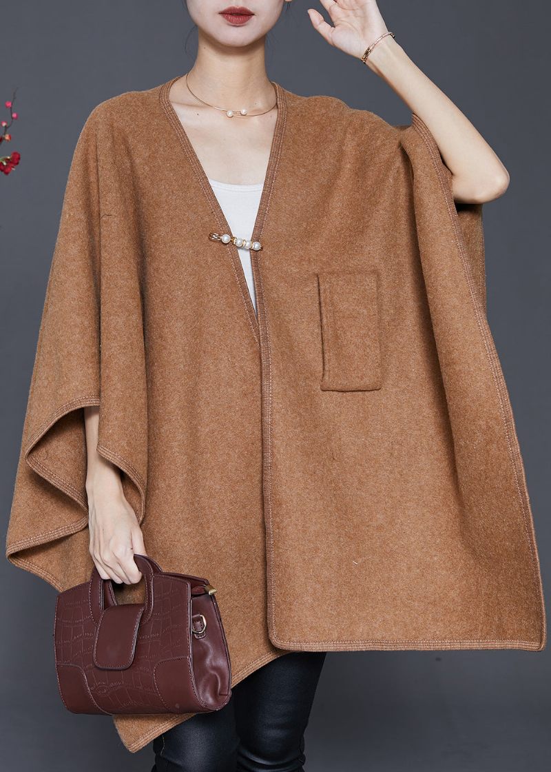 Camel Woolen Cardigans Oversized Winter - Koftor för kvinnor