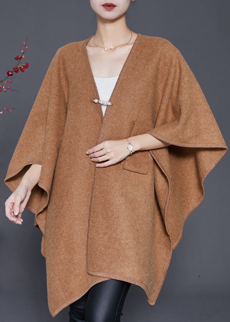 Camel Woolen Cardigans Oversized Winter - Koftor för kvinnor