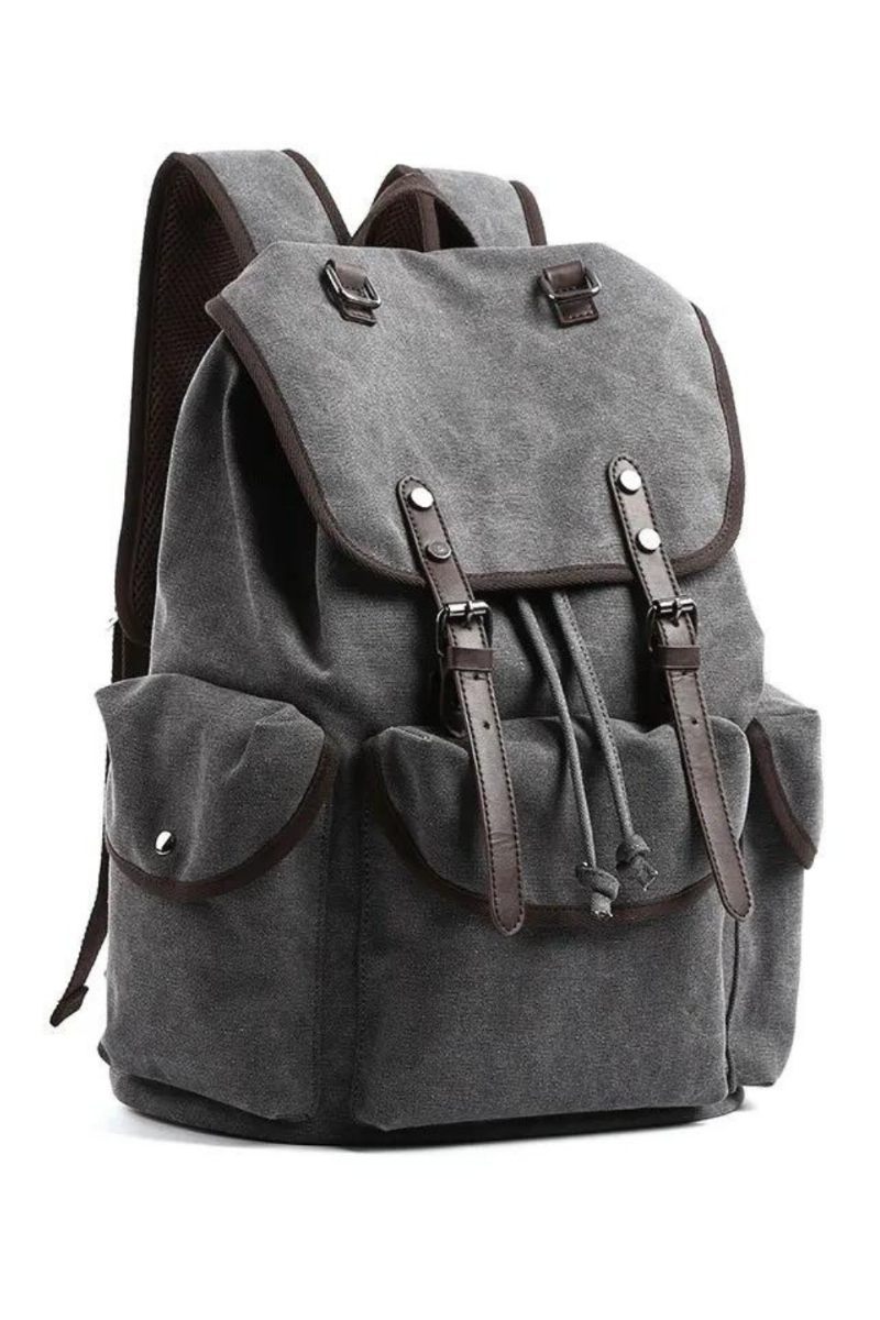 Canvas Vintage Ryggsäck 30l Stor Reseryggsäck Casual Bokväska För 15.6 Tum Laptop Travel