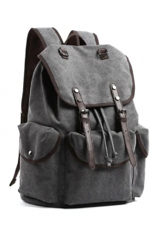 Canvas Vintage Ryggsäck 30l Stor Reseryggsäck Casual Bokväska För 15.6 Tum Laptop Travel