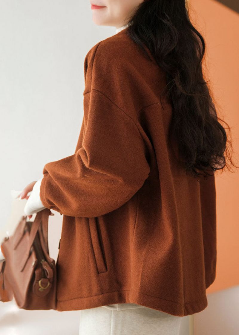 Caramel Oversized Yllerockar V-hals Solid Winter - Karamell