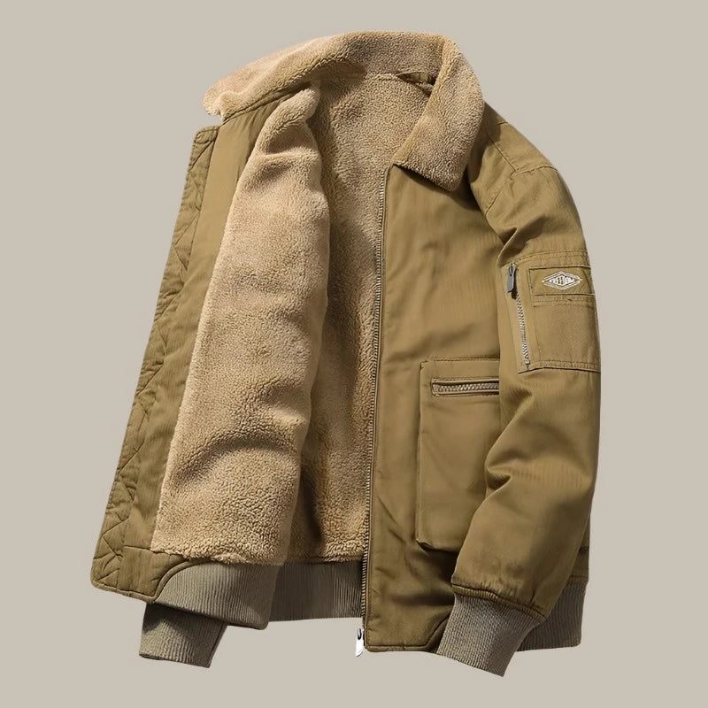 Cashmere Thicken Jacka För Män Vindtät Varm Kappa Hane Bomull Cargo Jackor Vinter - Army Green