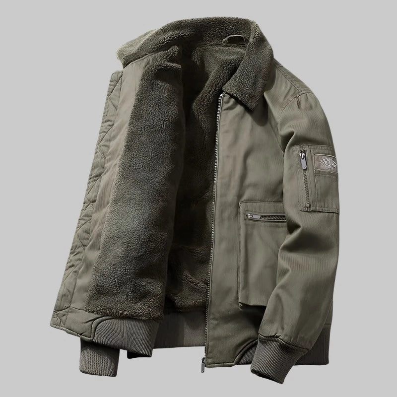 Cashmere Thicken Jacka För Män Vindtät Varm Kappa Hane Bomull Cargo Jackor Vinter - Army Green