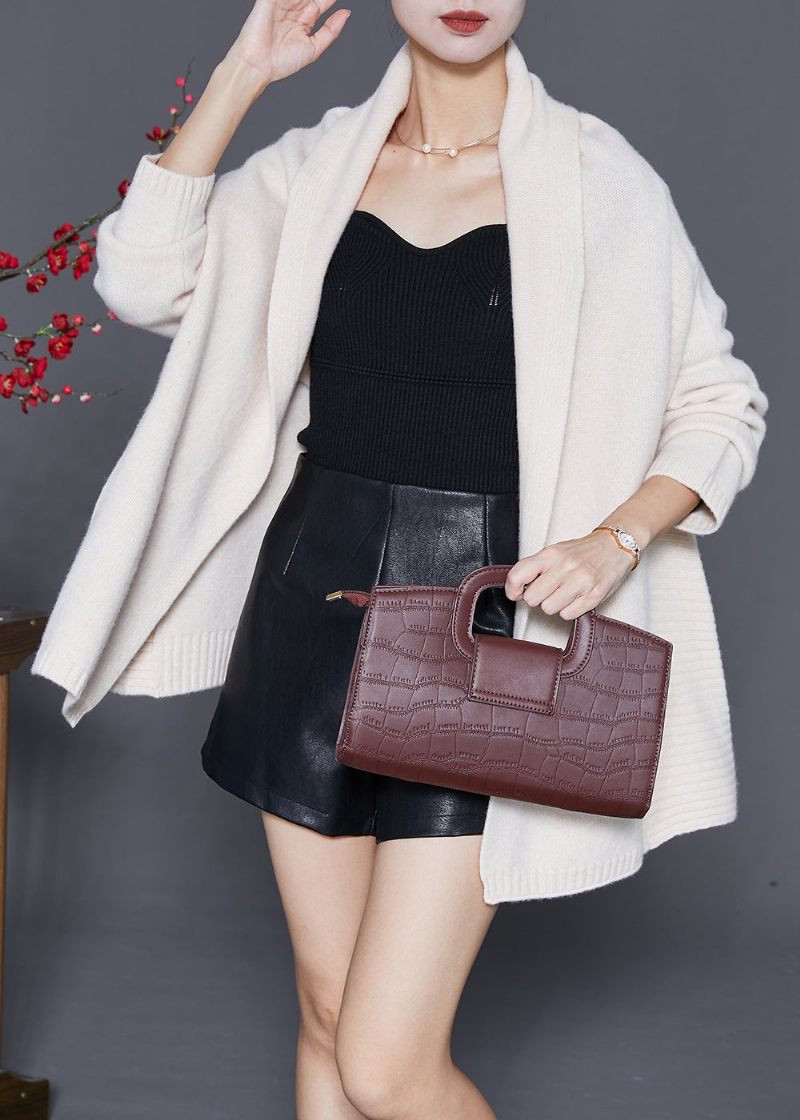 Casual Beige Oversized Tjock Stickad Cardigan Fall