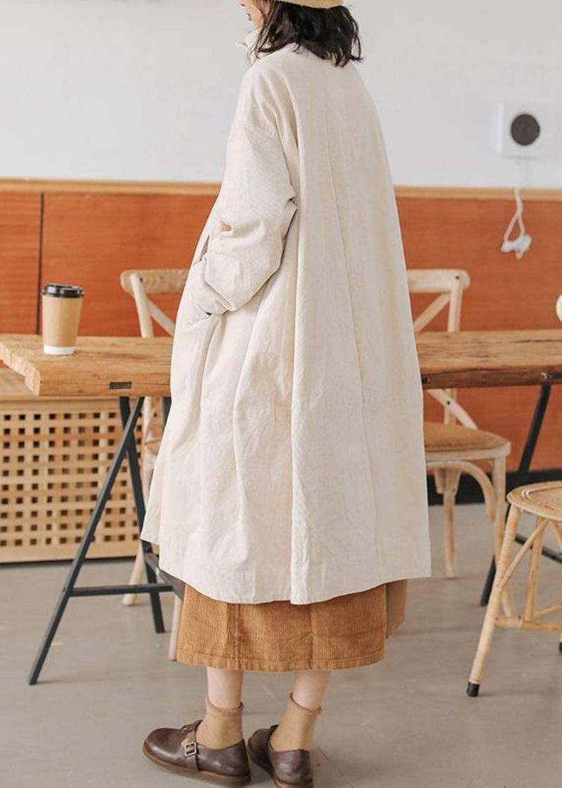 Casual Beige Parkas För Kvinnor Plus Size Varm Vinterkappa Dubbla Bröstfickor Vinter Ytterkläder - Dunjackor för kvinnor