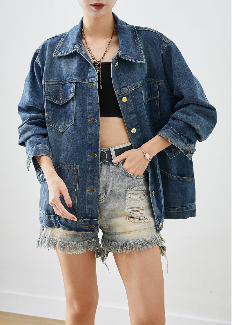 Casual Blå Oversized Patchwork Denimrockar Hösten