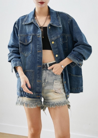 Casual Blå Oversized Patchwork Denimrockar Hösten