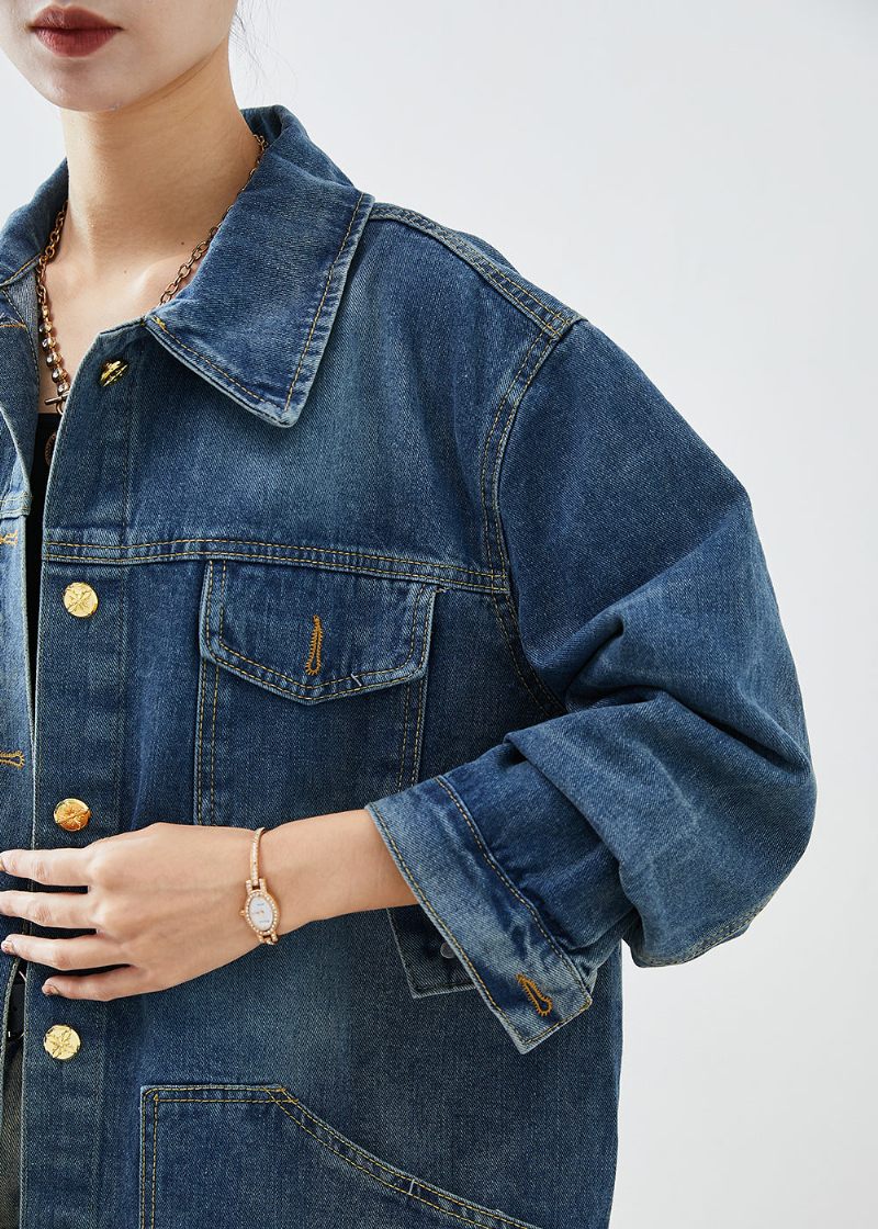 Casual Blå Oversized Patchwork Denimrockar Hösten - Vinterkappor för kvinnor