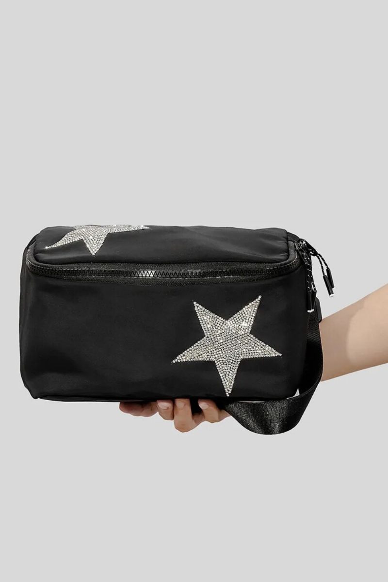 Casual Diamonds Stars Pattern Crossbody-väskor För Kvinnor Designer Canvas Axelväskor Lyx