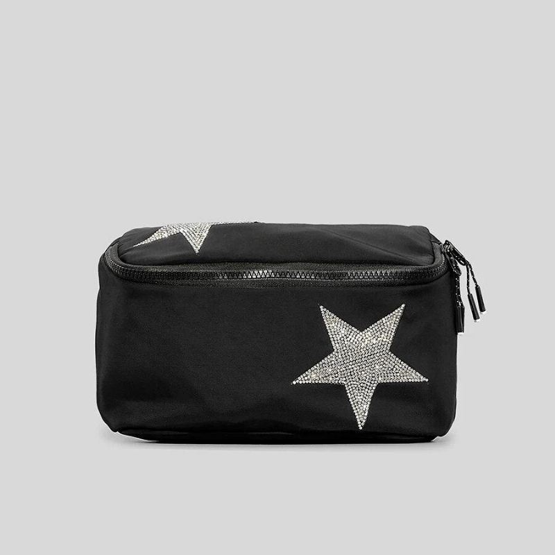 Casual Diamonds Stars Pattern Crossbody-väskor För Kvinnor Designer Canvas Axelväskor Lyx - Stor Svart