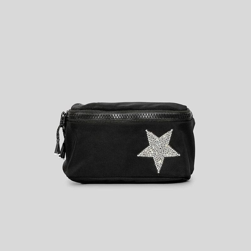 Casual Diamonds Stars Pattern Crossbody-väskor För Kvinnor Designer Canvas Axelväskor Lyx - Stor Svart