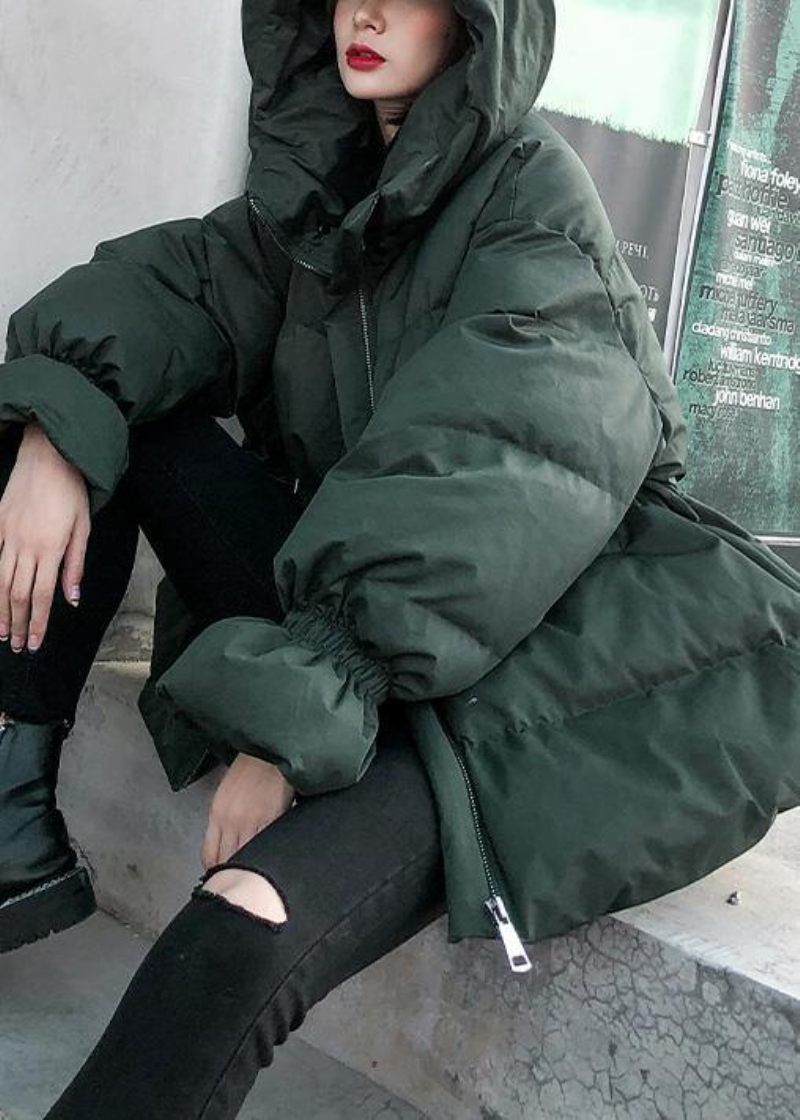 Casual Gröna Parkas För Kvinnor Oversize Dunjacka Vinterjackor Med Huva - Dunjackor för kvinnor