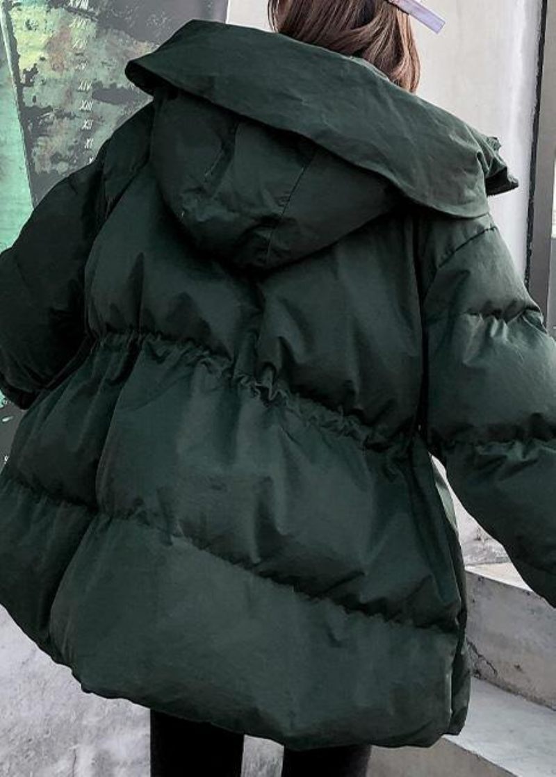 Casual Gröna Parkas För Kvinnor Oversize Dunjacka Vinterjackor Med Huva - Dunjackor för kvinnor