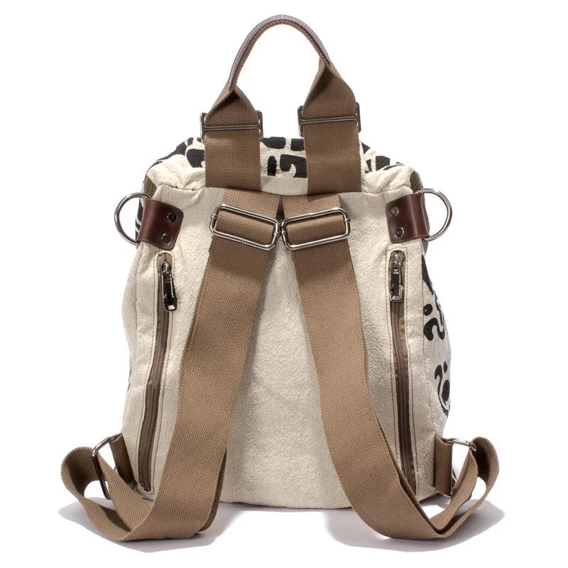 Casual Hit Canvas Ryggsäck Lista Enkel Student Wild Travel Bag - Beige