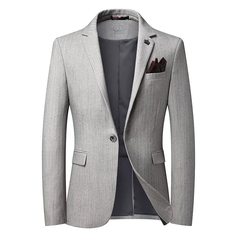 Casual Men Blazer Bomull Slim Suit Man Kostymer Jacka Blazers Herrkläder - Beige