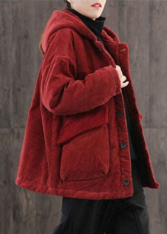 Casual Mulberry Hooded Corduroy Fin Bomullsfylld Parka Winter