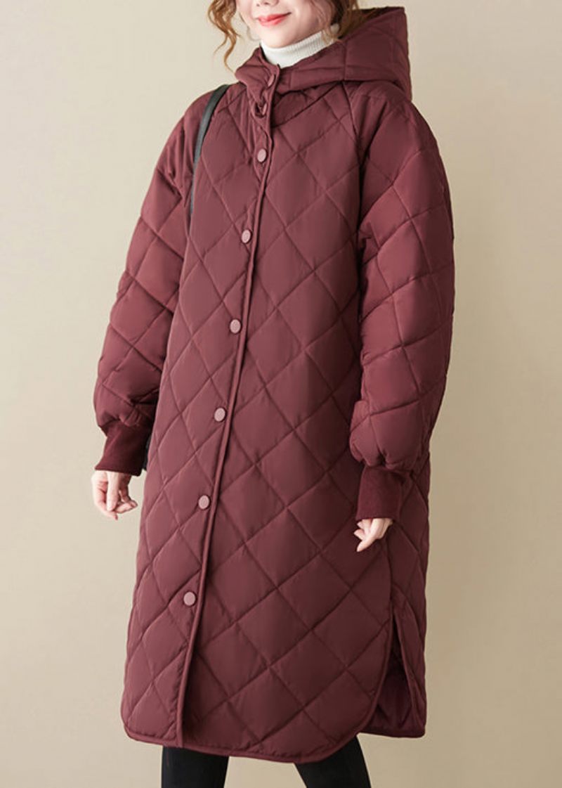 Casual Mulberry Hooded Patchwork Fina Bomullsfyllda Kappor Vinter