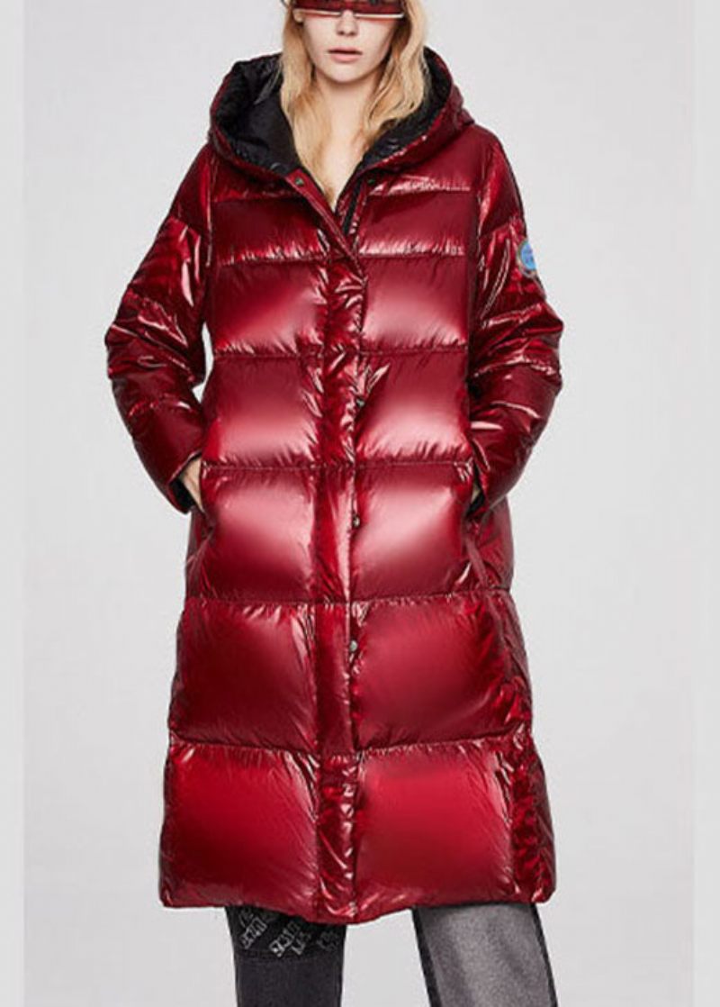 Casual Mulberry Hooded Tjock Winter Duck Down Coat - Blå