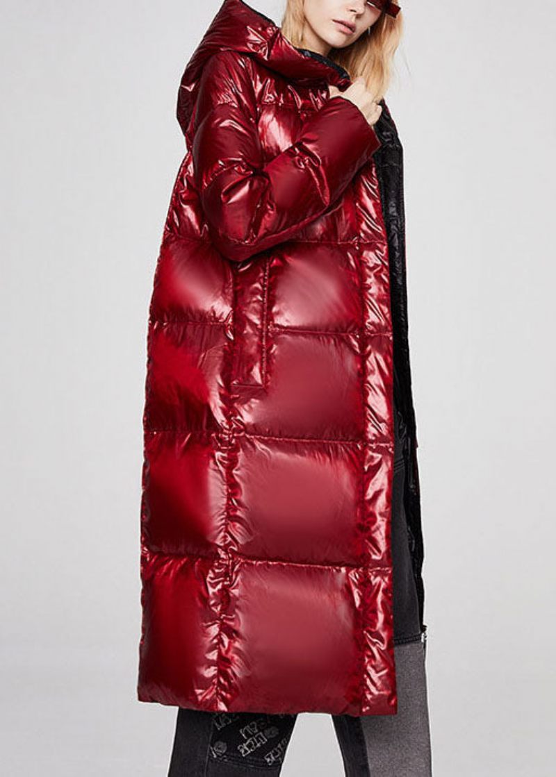 Casual Mulberry Hooded Tjock Winter Duck Down Coat - Blå