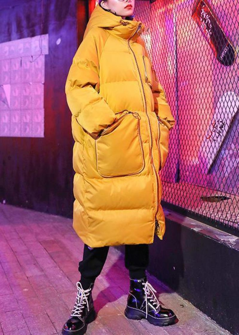 Casual Oversized Jackor Kappor Gula Huvor Parkas Med Dragkedja - Grön