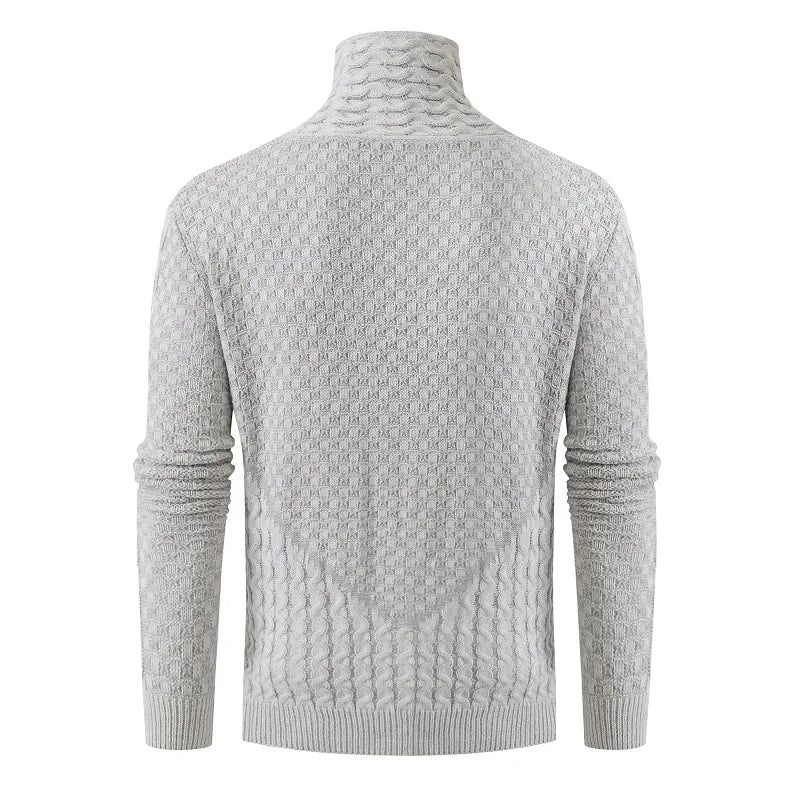 Casual Slim Knit Tröja Pullover Höst Och Vinter Långärmad Scarf Krage Herr - Svart