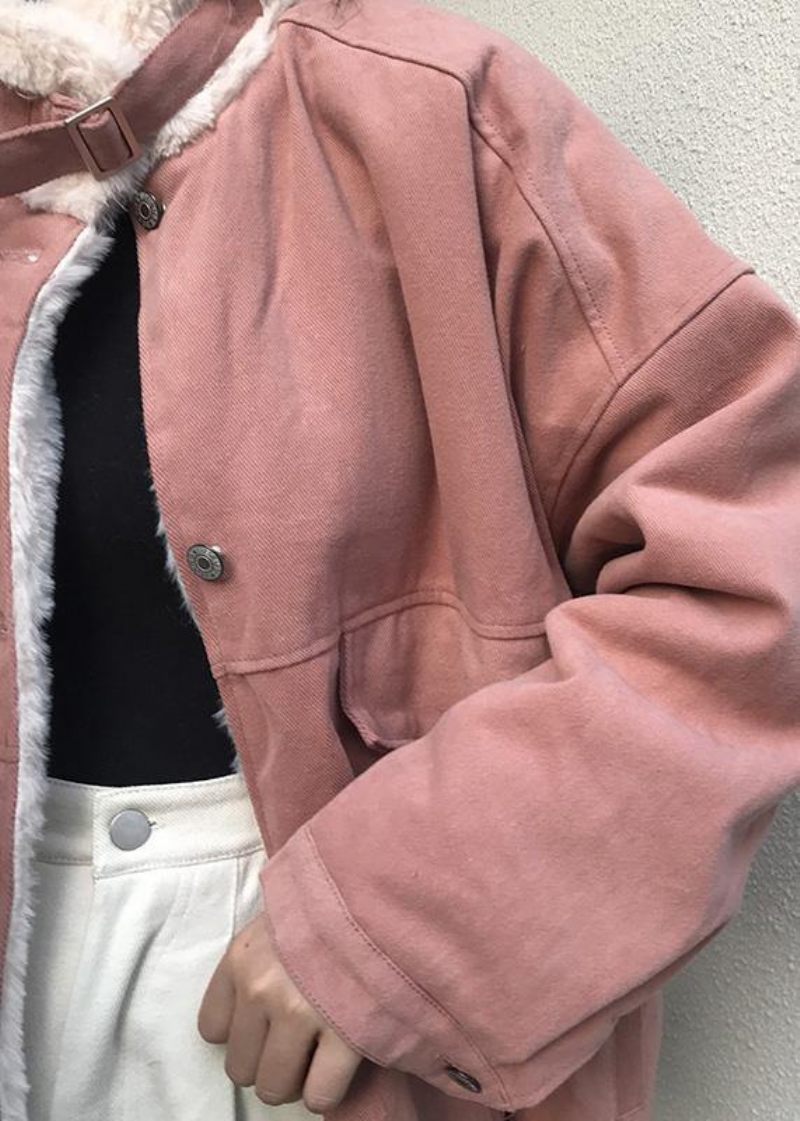 Casual Snöjackor Står Krage Överrock Rosa Vinter Parkas - Khaki