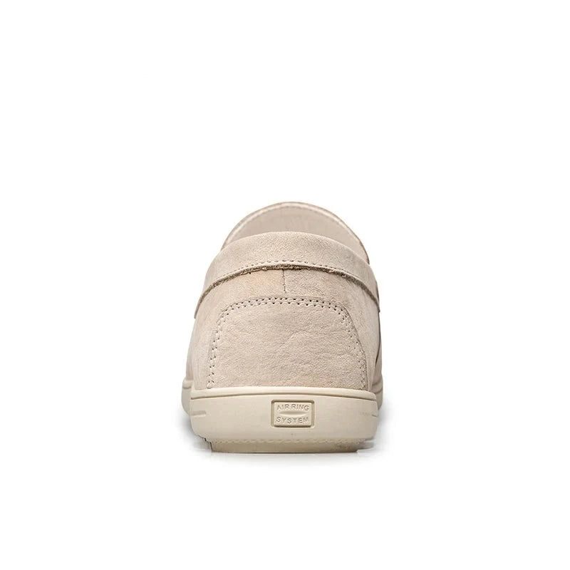 Casual Spring Herrskor Slip On Äkta Läder Loafers Bekväma Handgjorda Designerskor - Beige