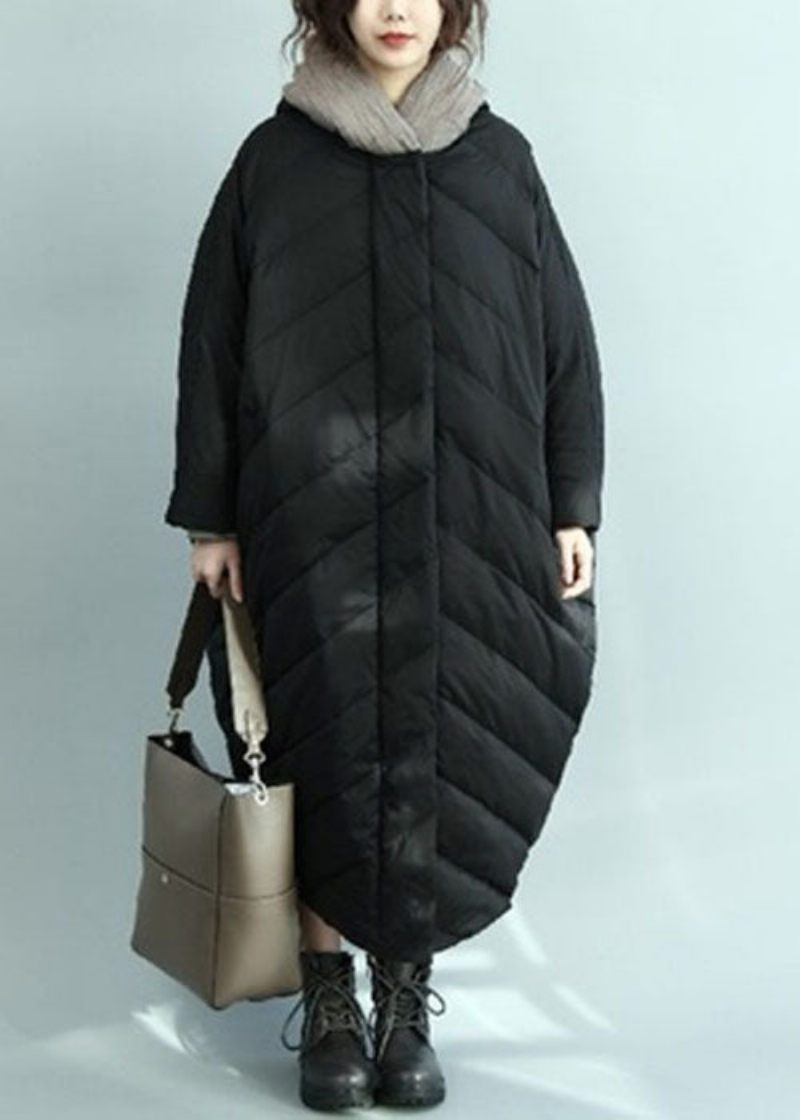 Casual Svart Hooded Oversized Duck Down Parka Winter