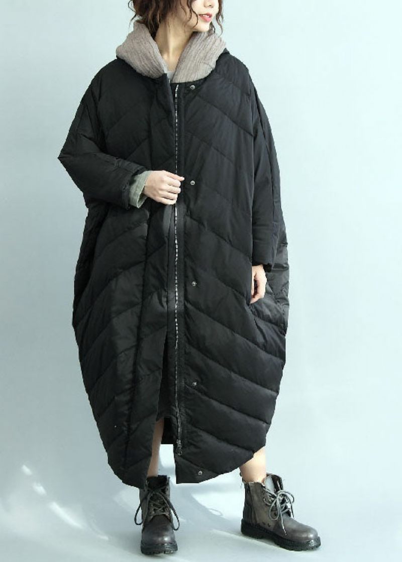 Casual Svart Hooded Oversized Duck Down Parka Winter - Dunjackor för kvinnor